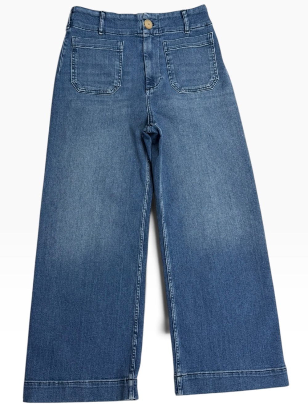 Maeve Anthropologie Colette Crop High Rise Wide Leg Jeans Medium Wash Size 29 - Picture 2 of 11